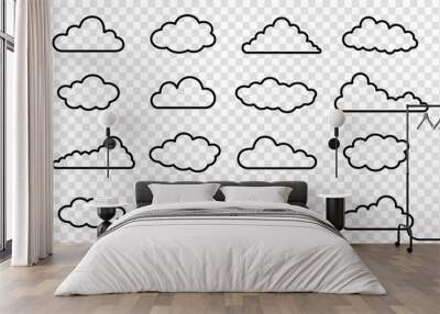 Simple outline clouds vector Wall mural