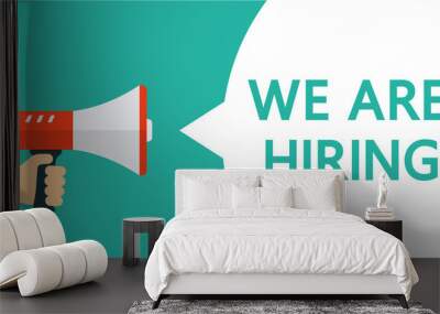 We are hiring banner with loudspeaker. Vector illustration Wall mural