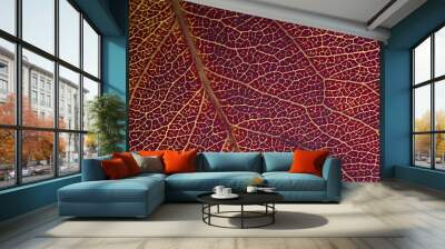 fine image of red macro leaf texture background Wall mural