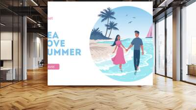 couple beach design Wall mural