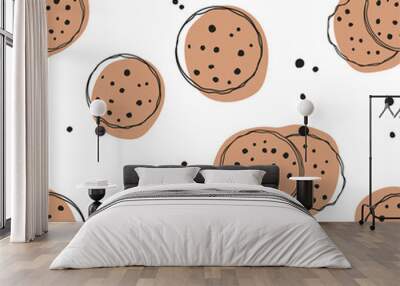 Simple cute cookie flat seamless pattern Wall mural