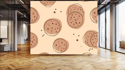 Simple cute cookie flat seamless pattern Wall mural