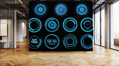 Set of futuristic blue infographics Wall mural