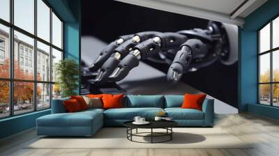 the robot's hand works on the computer keyboard Wall mural