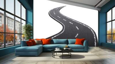 Asphalt road on a white background. Wall mural