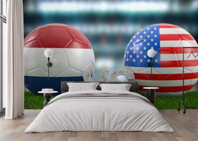 Football world cup round of 16 Netherlands vs USA Wall mural