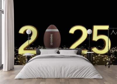 New 2025 number american football ball and confetti Wall mural