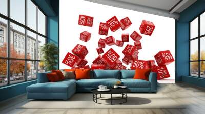 Falling Percent Red Cubes Wall mural