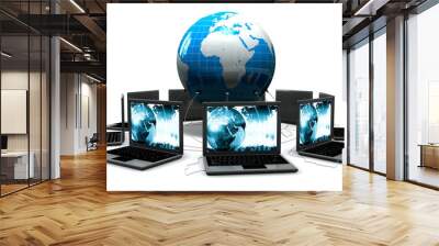 Laptops around the world Wall mural