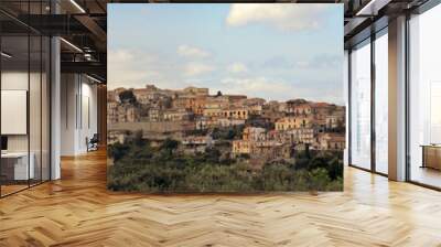 Panoramic view of Castroreale, Messina, Sicily,Italy Wall mural