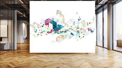 Abstract creative geometrical architect and city concept with colorful graphic and triangle, line, color decoration, vector illustration Wall mural