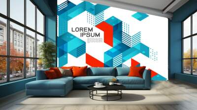 Abstract gradient mixed geometric template and modern overlapping on white background. Vector illustration Wall mural