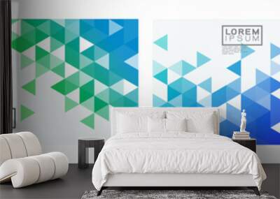 Set of colorful gradient triangle pattern on corner position with white space. Modern geometric background for business or corporate presentation. vector illustration Wall mural