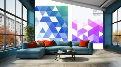 Set of colorful gradient triangle pattern on corner position with white space. Modern geometric background for business or corporate presentation. vector illustration Wall mural