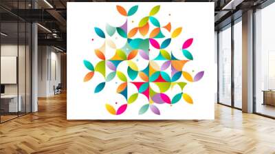 Abstract colorful and creative geometric with a variety of geometric pattern. Abstract flower pattern on white for leaflet business cover page, brochure, flyer, poster layout. vector illustration Wall mural