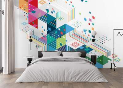 abstract colorful geometrical template with creative graphic and triangle, line, color concept and d Wall mural