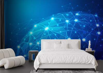 Global digital mesh network, vector illustration Wall mural