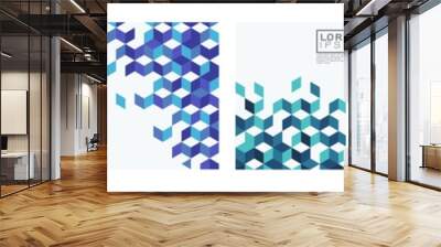 set of template with colorful square pattern on corner position and white space. modern geometric ba Wall mural