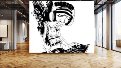 DJ, vector illustration Wall mural