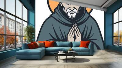 Medieval Christian monk, vector illustration Wall mural