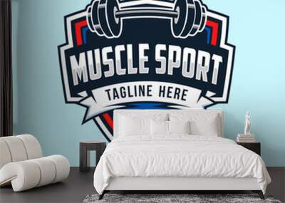 Gym logo emblems, labels and design elements Wall mural