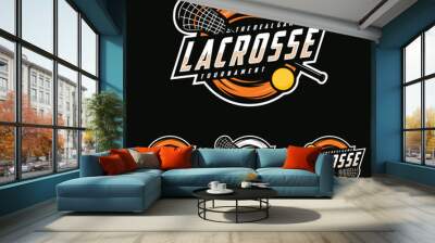 Lacrosse tournament sport logo template. emblem set collection vector illustration Wall mural