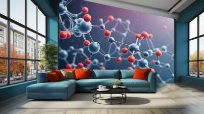 Abstract close up of molecule, science beauty background Wall mural