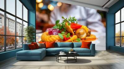 gourmet dish artistic food presentation fine dining Wall mural