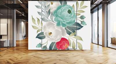  Vector illustration of a beautiful floral bouquet with frame in spring for Wedding, anniversary, birthday and party. Design for banner, poster, card, invitation and scrapbook 				 Wall mural