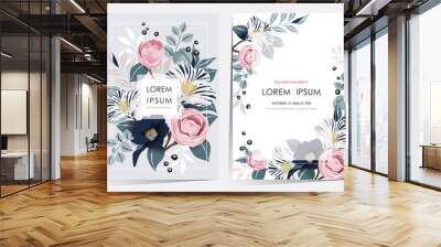 Vector illustration of a beatiful floral frame set in spring for Wedding, anniversary, birthday and party. Design for banner, poster, card, invitation and scrapbook Wall mural