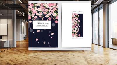 vector illustration of a beautiful floral frame set with cherry blossom in spring for wedding, anniv Wall mural