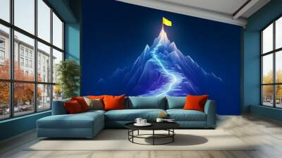 Mountain with a path to the top. Illustration of success achievement concept. Business journey. Generative AI. Wall mural