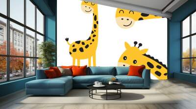 Cute smiling and peeking giraffe vector illustration. Wall mural