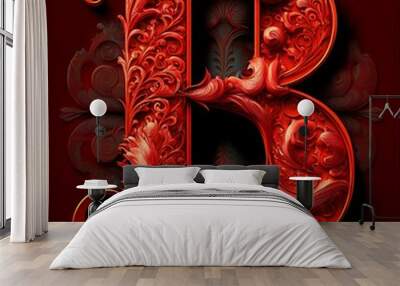 Letter B: Red Wall mural