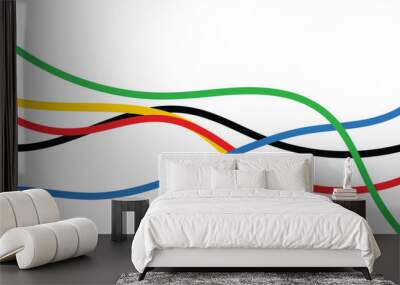 Abstract wavy stripes way of Olympic games colors isolated white background. Vector illustration.eps10 Wall mural