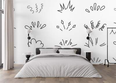 Doodle pop surprise line elements. Hand drawn shine sunburst ray frame for title headline illustration.eps10 Wall mural