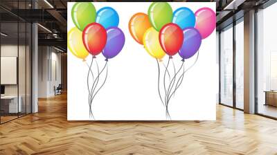 Celebrate vector balloons on white background. Air balloon, inflatable balloon air, rubber air balloon flying, festival decoration birthday illustration vector Wall mural