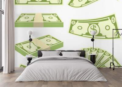 Dollar paper business finance money concept and US dollar stack of bundles. banking edition banknotes bills  Wall mural