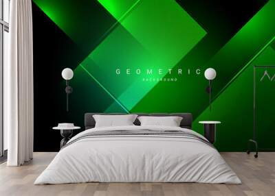 Abstract geometric green design dynamic triangle lines modern background Wall mural