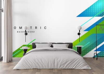 Abstract green arrows on white background Wall mural