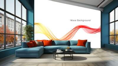 Abstract wave red smooth background, smoke wavy Wall mural