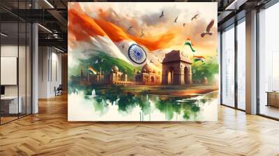 India independence day banner poster template design background  Wall mural