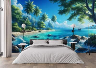 The blue sea is clear Wall mural