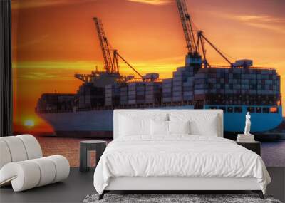 container cargo ship Wall mural