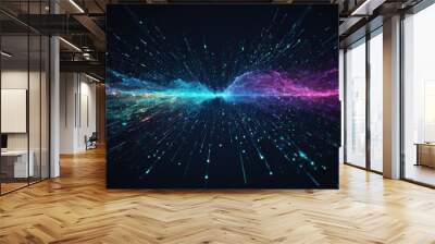 Vibrant Explosion of Colorful Energy Particles in a Dynamic Cosmic Abstract Design Wall mural