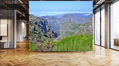 View of the mountains and rocks near Arieiro peak, one of the highest peaks in Madeira island, Portugal
 Wall mural