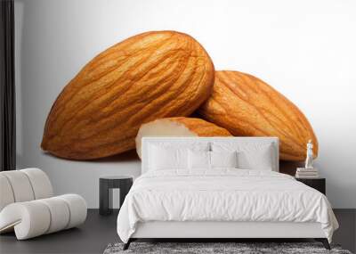 Almonds isolated on white. Wall mural