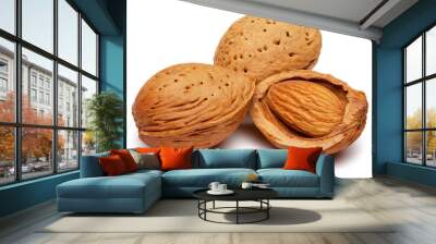 Almonds isolated on white. Wall mural