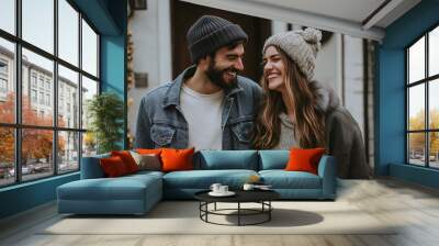 Man and woman laughing together Wall mural