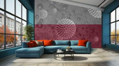 Overlay of the flag of Poland over Coronavirus particles Wall mural